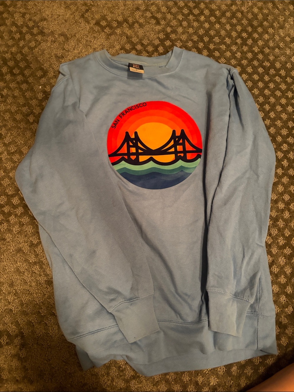 San Francisco Sunset Graphic Light Blue Crewneck Sweatshirt